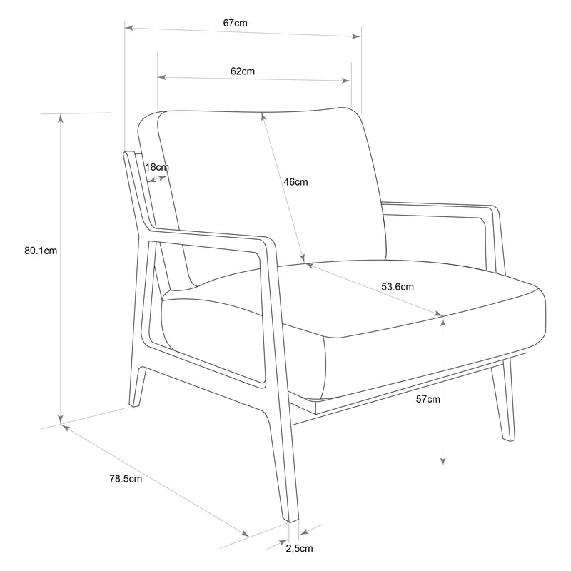 Carmelo Genuine Leather Accent Chair - Urbia Sofas - Brown Genuine Leather - Oak - HORNE