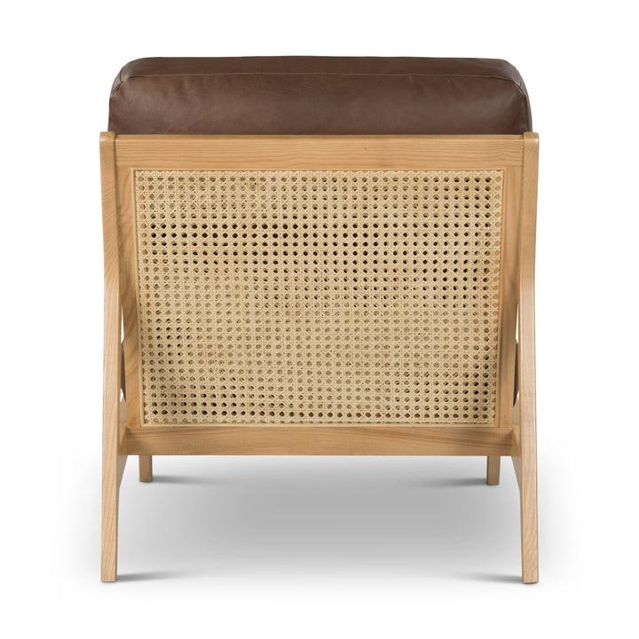 Carmelo Genuine Leather Accent Chair - Urbia Sofas - Black Genuine Leather - Walnut - HORNE