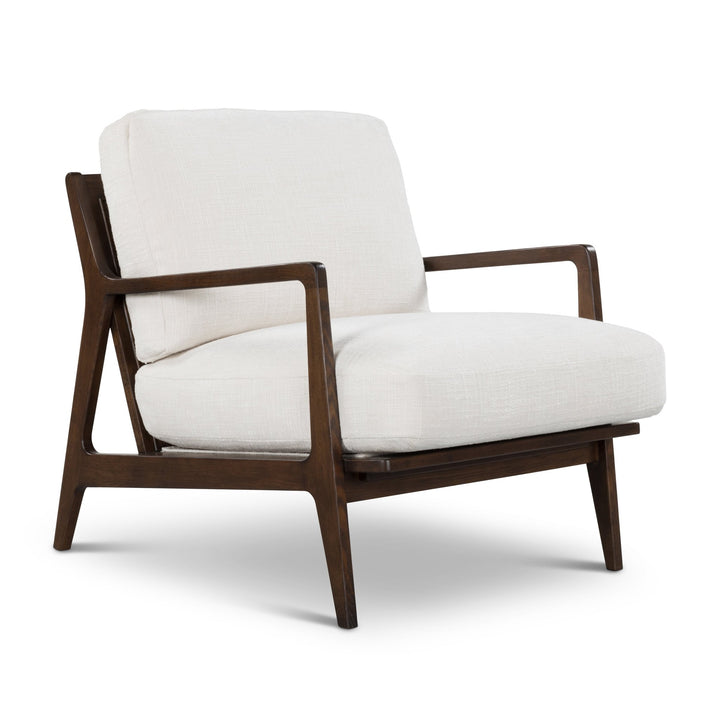 Carmelo Upholstered Accent Chair - Urbia Sofas - Walnut - Cream Genuine Leather - HORNE