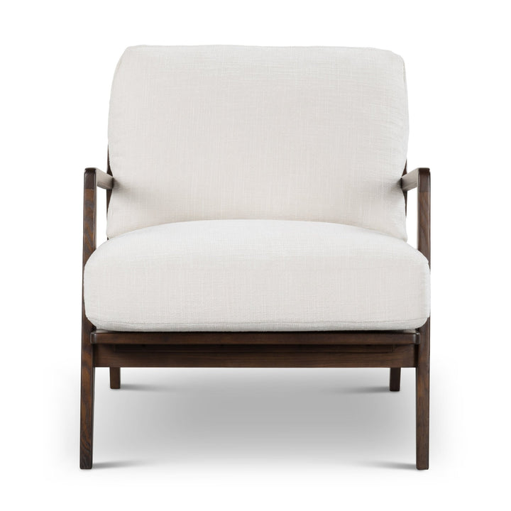 Carmelo Upholstered Accent Chair - Urbia Sofas - Walnut - Cream Genuine Leather - HORNE