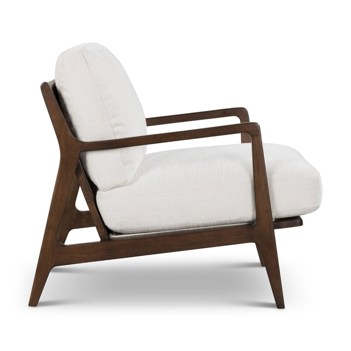 Carmelo Upholstered Accent Chair - Urbia Sofas - Walnut - Cream Genuine Leather - HORNE