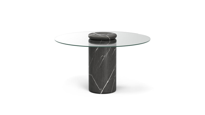 Castore Dining Table - Karakter Dining Tables - Bianco Carrara / Clear Glass - HORNE