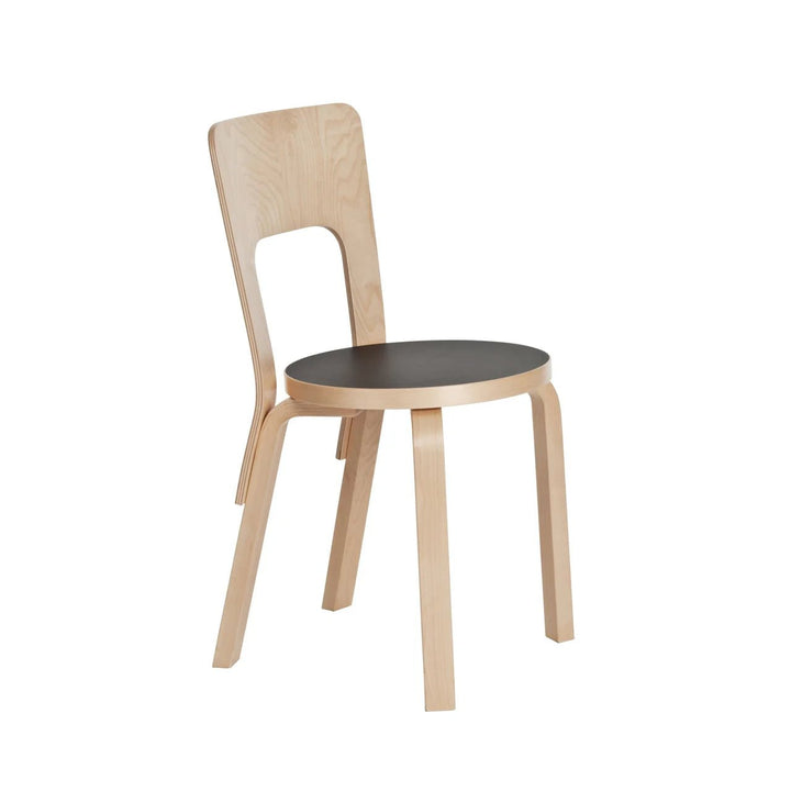 Chair 66 by Alvar Aalto - Artek Chairs - Black Linoleum Seat - HORNE