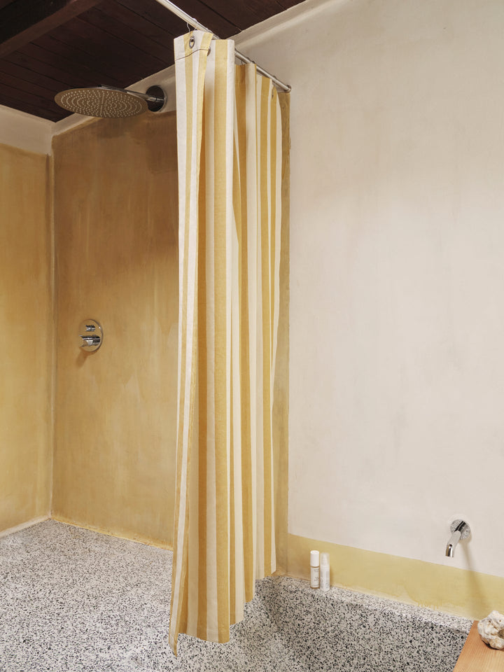 Chambray Shower Curtain - 80.7"H - Ferm Living - Bath - Warm Yellow/Parchment - HORNE