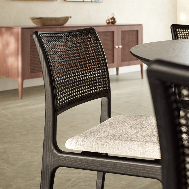 Charlotte Cane Side Chair - Urbia Chairs - Medley Ivory Ebano Natural - HORNE