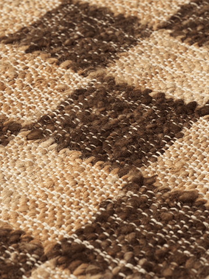 Check Wool Jute Rug - Ferm Living Rugs - 140 x 200 - Coffee/Natural - HORNE