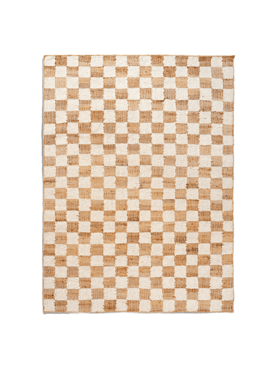 Check Wool Jute Rug - Ferm Living Rugs - 140 x 200 - Off - white/Natura - HORNE