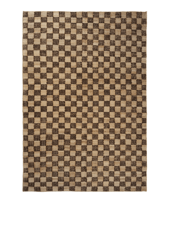 Check Wool Jute Rug - Ferm Living Rugs - 200 x 300 - Coffee/Natural - HORNE