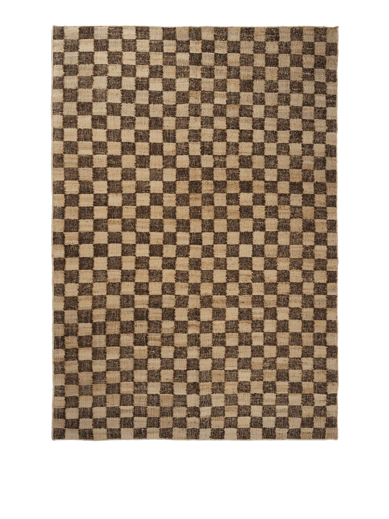 Check Wool Jute Rug - Ferm Living Rugs - 200 x 300 - Coffee/Natural - HORNE