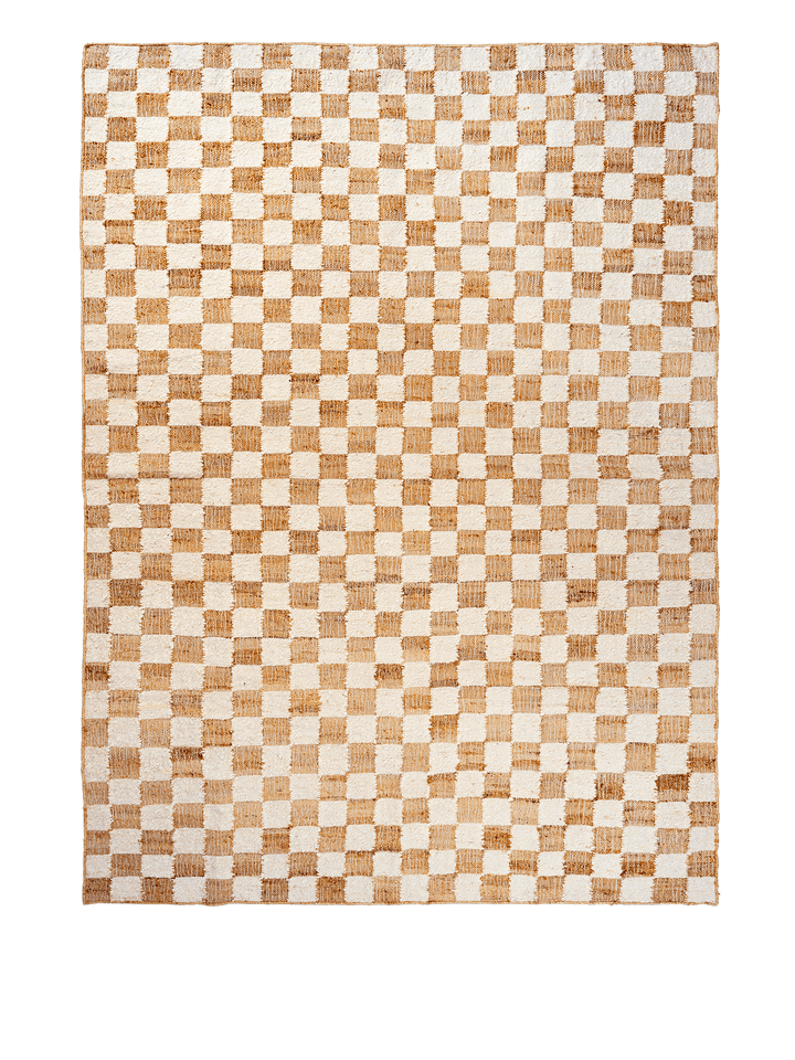 Check Wool Jute Rug - Ferm Living Rugs - 200 x 300 - Off - white/Natural - HORNE