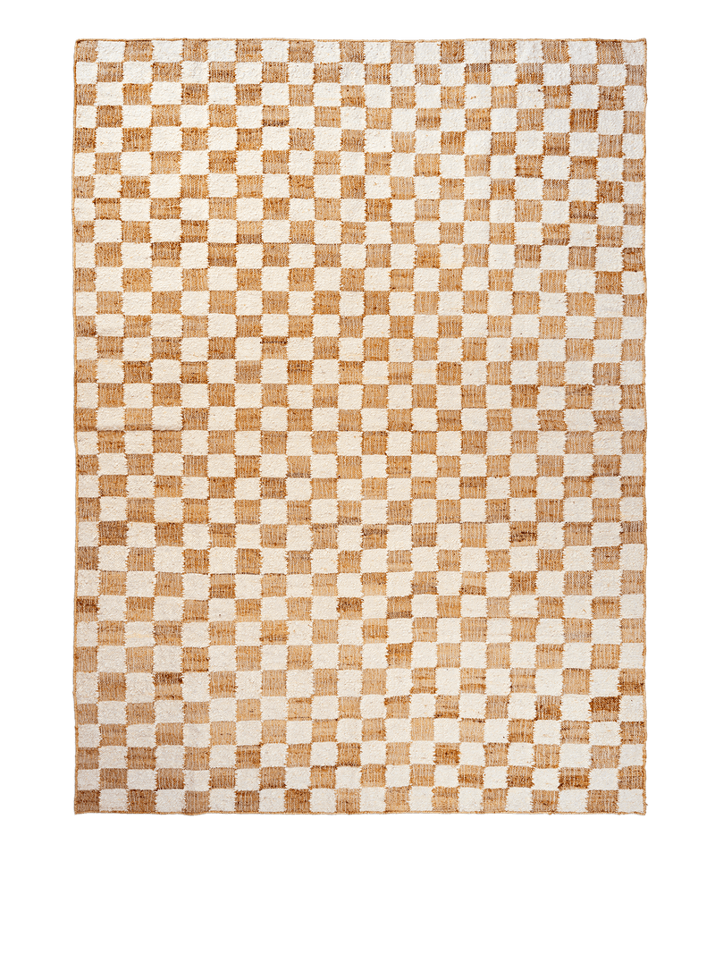 Check Wool Jute Rug - Ferm Living Rugs - 200 x 300 - Coffee/Natural - HORNE
