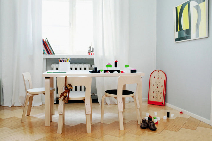 Children's Chair N65 by Alvar Aalto - Artek Kids + Baby - Black Linoleum Seat - HORNE