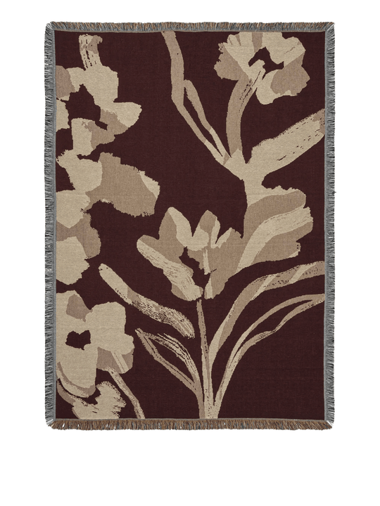 Cilla Tapestry Blanket - Ferm Living Blankets + Throws + Pillows - Dark Pecan - HORNE