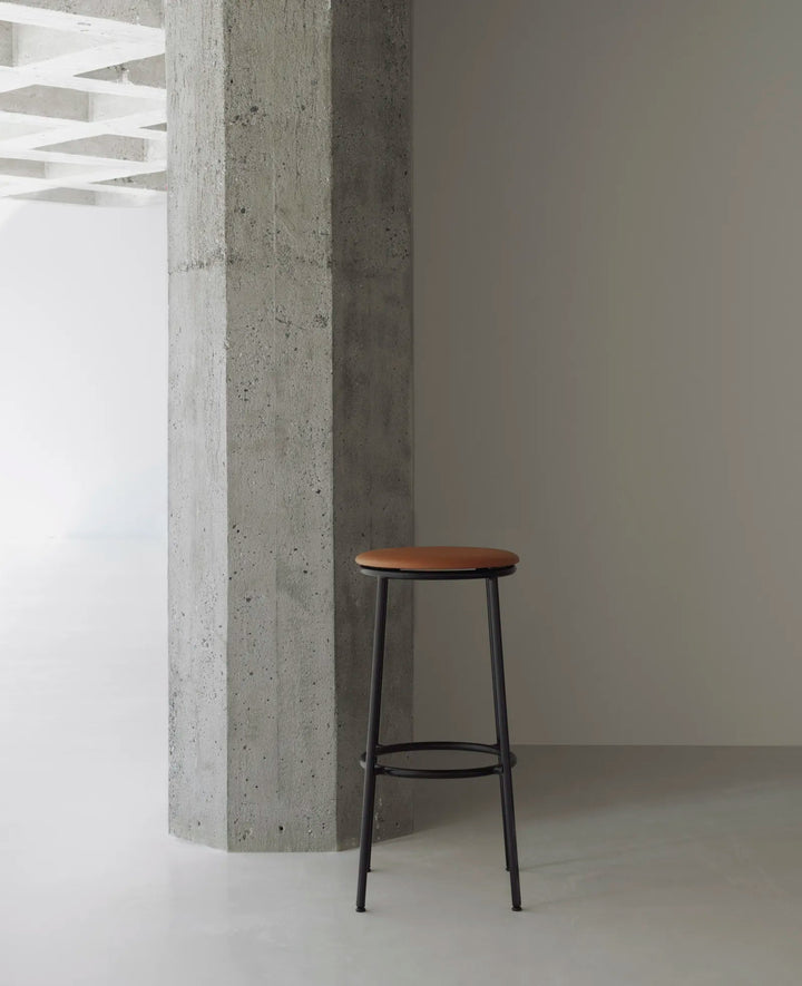 Circa Barstool 75 cm Upholstery - Normann Copenhagen Barstools - Ultra Leather Black - HORNE