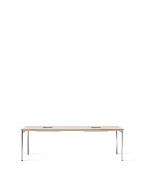 Co Table - Audo Copenhagen - Tables + Desks - 39.3" x 94.4" - Chrome - Laminate Creme - w/ Cable Management - HORNE