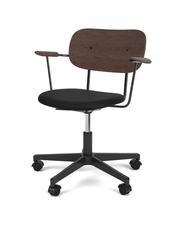 Co Task Chair - Seat Upholstered - Armrest - Audo Copenhagen Chairs - Dark Stained Oak - Sierra 1001 - HORNE