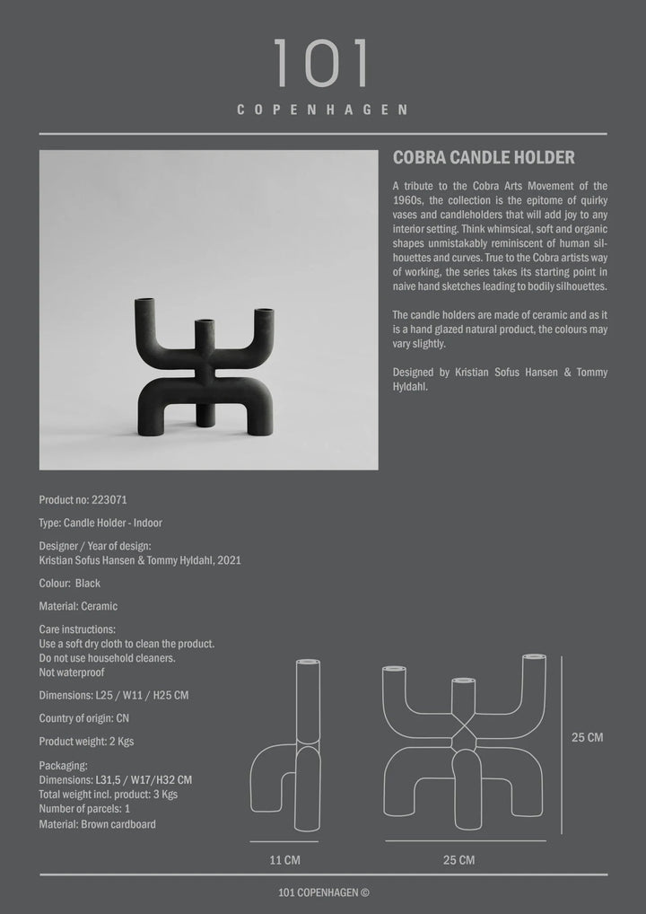 Cobra Candle Holder - 101 Copenhagen Candle Holders - Bone White - HORNE