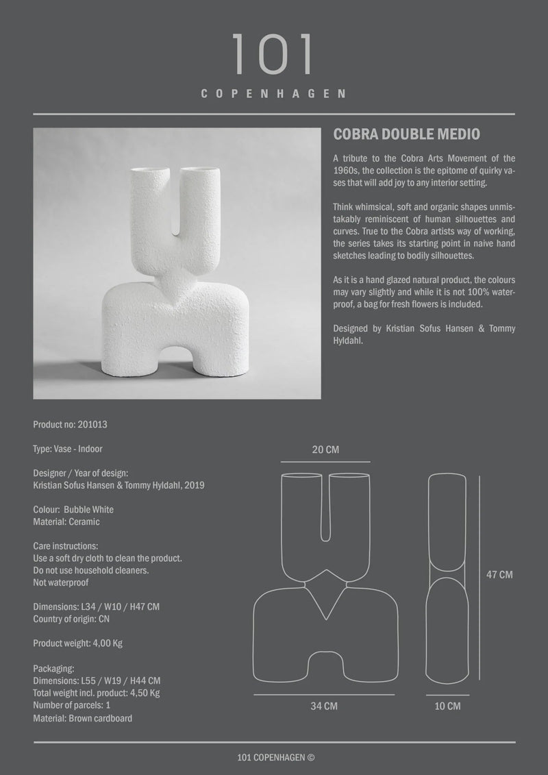 Cobra Vase Double - 101 Copenhagen Vases - Mini - Bone White - HORNE