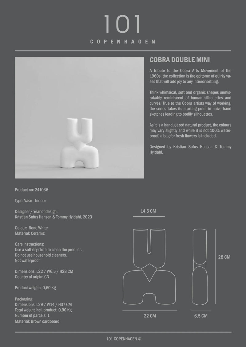 Cobra Vase Double - 101 Copenhagen Vases - Mini - Bone White - HORNE