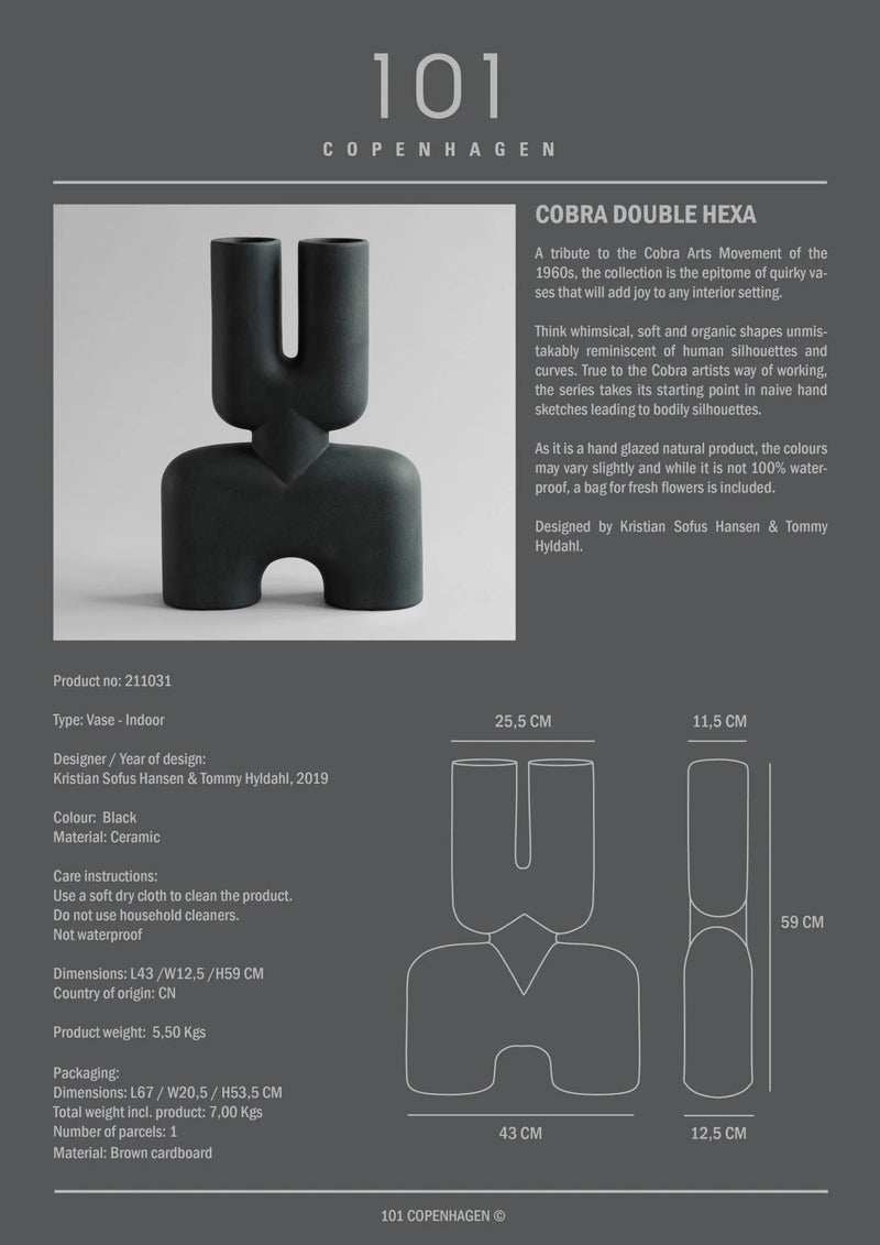 Cobra Vase Double - 101 Copenhagen Vases - Mini - Bone White - HORNE