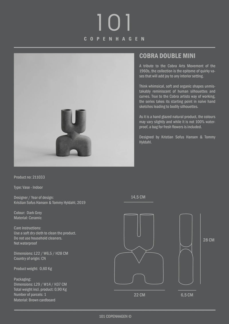 Cobra Vase Double - 101 Copenhagen Vases - Mini - Bone White - HORNE