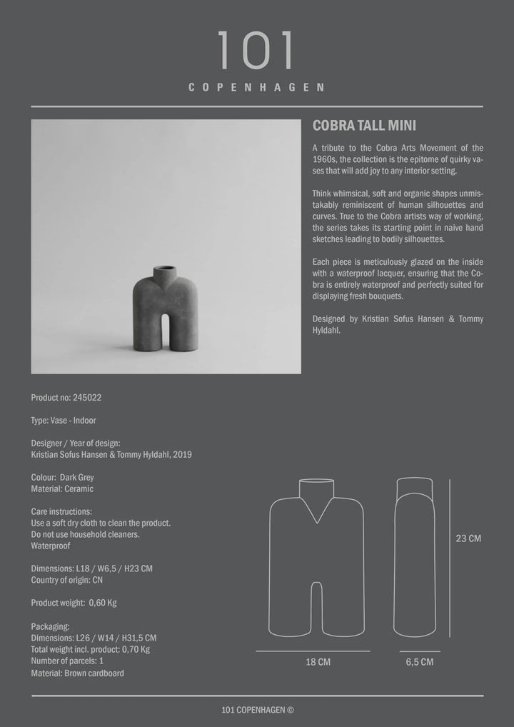 Cobra Vase Tall - 101 Copenhagen Vases - Mini - Bubble White - HORNE