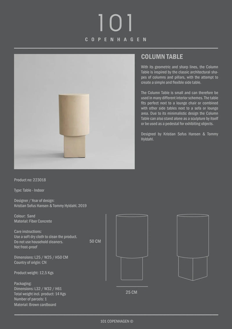 Column Table - 101 Copenhagen Tables - Sand - HORNE