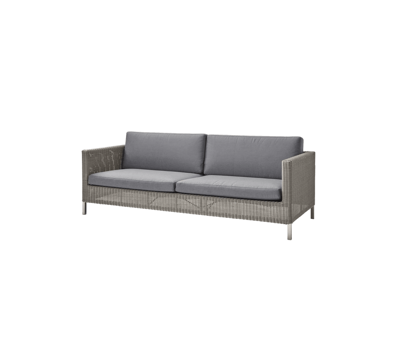 Connect 3 - Seater Sofa - Cane Line Outdoor Furniture - Black - Grey Cushion Set - HORNE