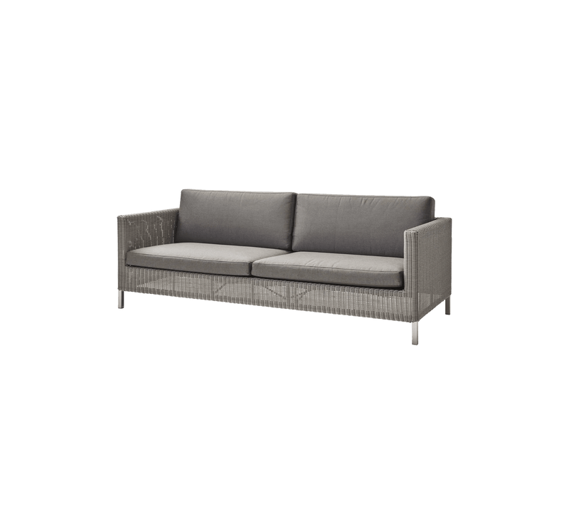 Connect 3 - Seater Sofa - Cane Line Outdoor Furniture - Black - Grey Cushion Set - HORNE