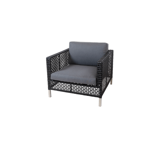 Connect Lounge Chair - Cane Line Outdoor Furniture - Black - Grey Cushion Set - HORNE