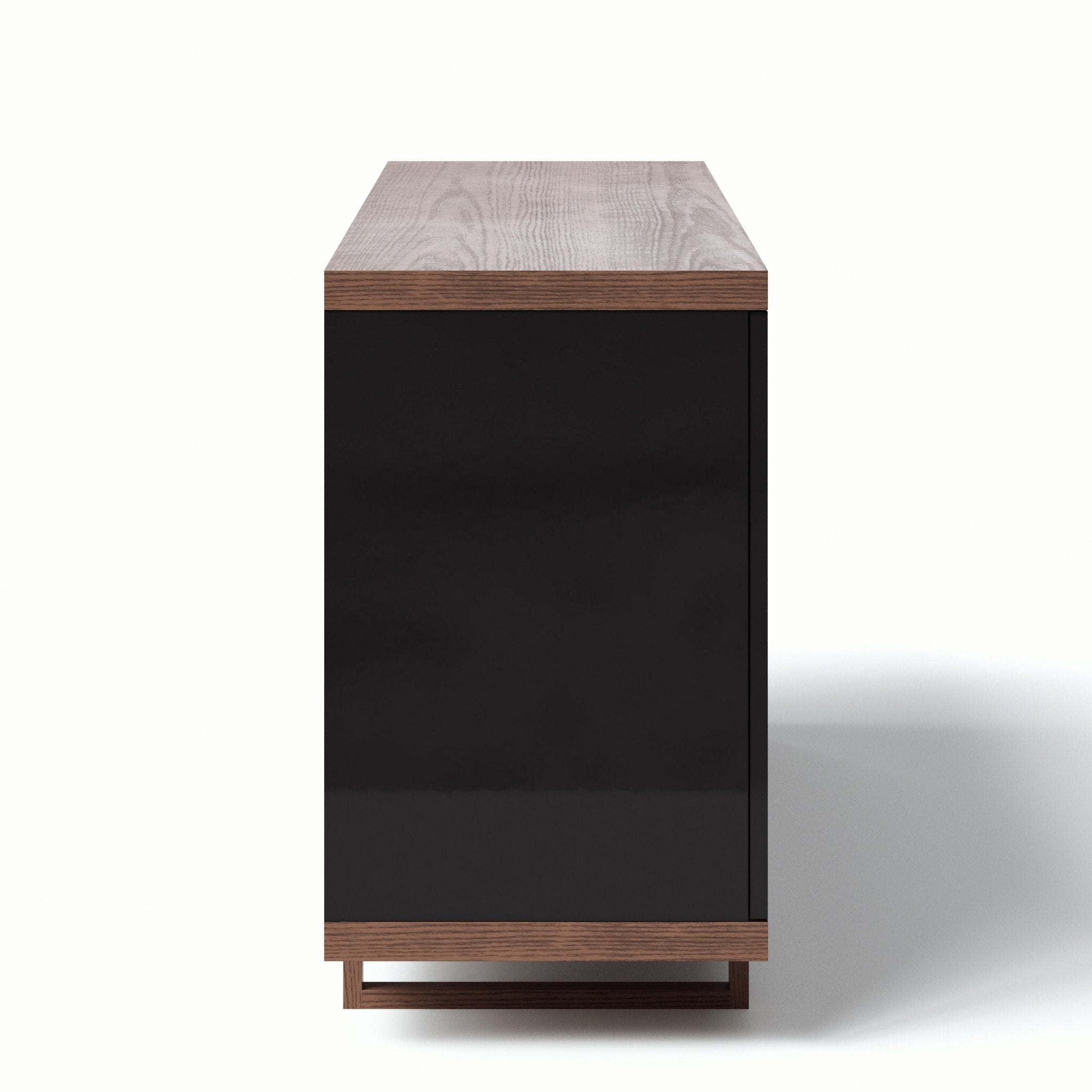 Sideboard with long horizontal form and black front panels