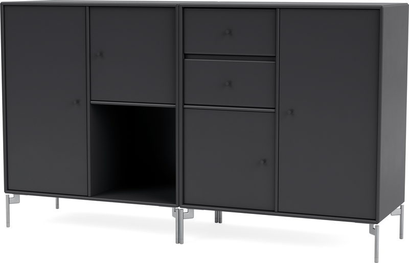 Couple Sideboard - With Legs - Montana - Shelving - Anthracite - Matte Chrome - HORNE