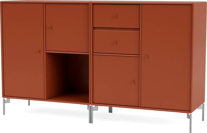 Couple Sideboard - With Legs - Montana - Shelving - Hokkaido - Matte Chrome - HORNE
