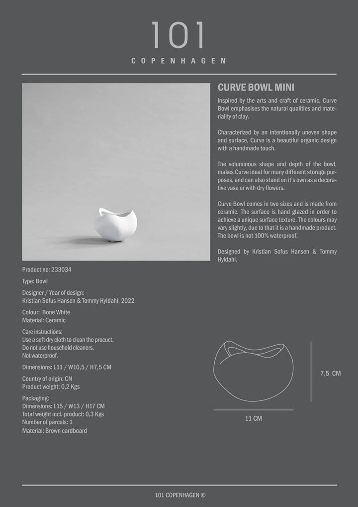 Curve Bowl - 101 Copenhagen Serveware - Mini - Dark Grey - HORNE