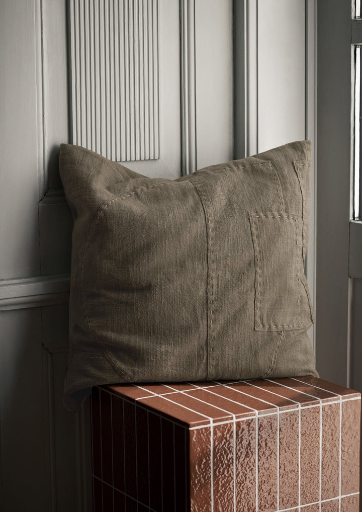 Darn Cushion - Ferm Living - Bedding + Pillows - Dark Taupe - HORNE