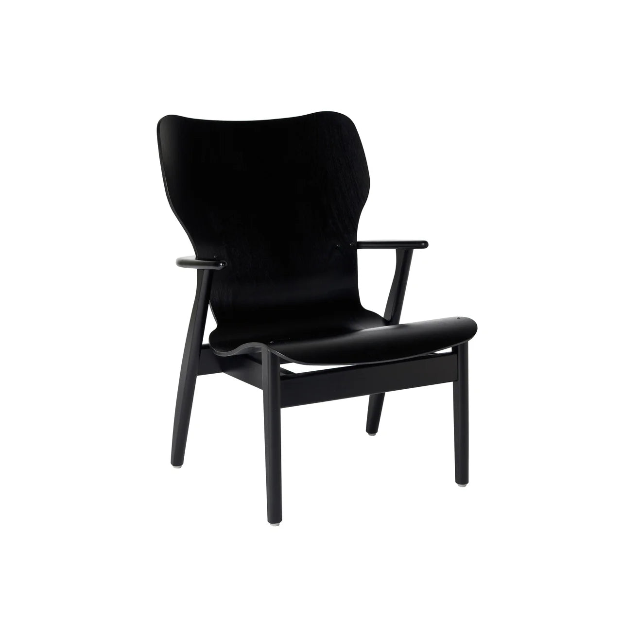 Black chair with a high back and armrests