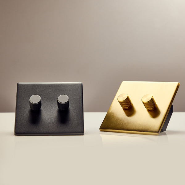 Double Rotary Wall Dimmer in Brass - Tala Accessories - HORNE
