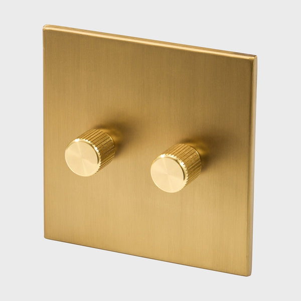 Double Rotary Wall Dimmer in Brass - Tala Accessories - HORNE