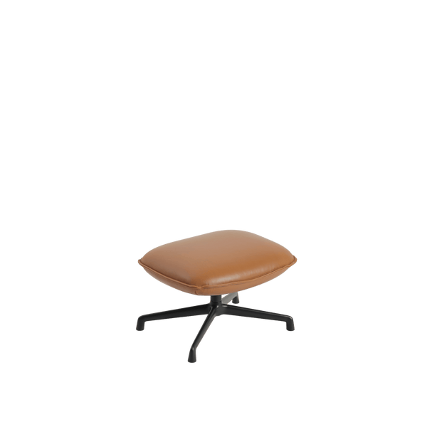Doze Ottoman - Swivel Base - Muuto Stools + Benches + Ottomans - Refine Leather Cognac/Anthracite Black - HORNE