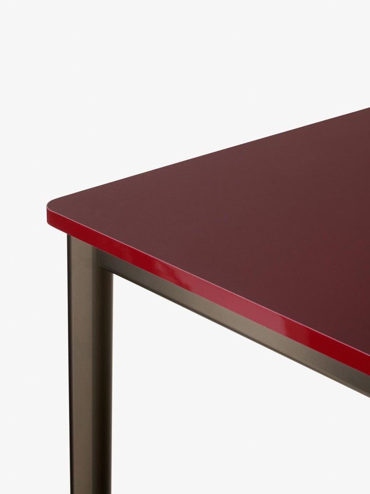 Drip Counter Table - &Tradition Desks - 55" x 20" - Burgundy Forbo 4154 & Red Ostermann 043.4110 - HORNE