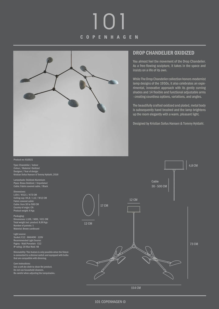 Drop Chandelier - 101 Copenhagen Lighting - Mini - Burned Black - HORNE