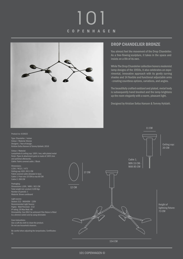 Drop Chandelier - 101 Copenhagen Lighting - Mini - Burned Black - HORNE