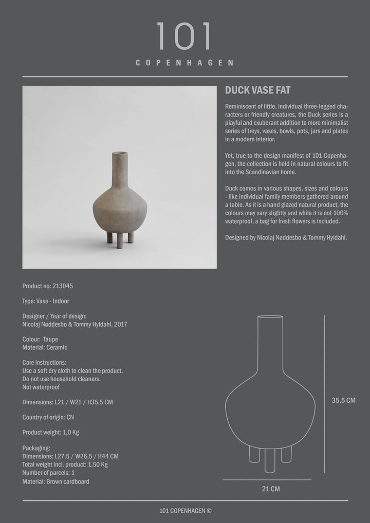 Duck Vase Fat - 101 Copenhagen Vases - Taupe - HORNE