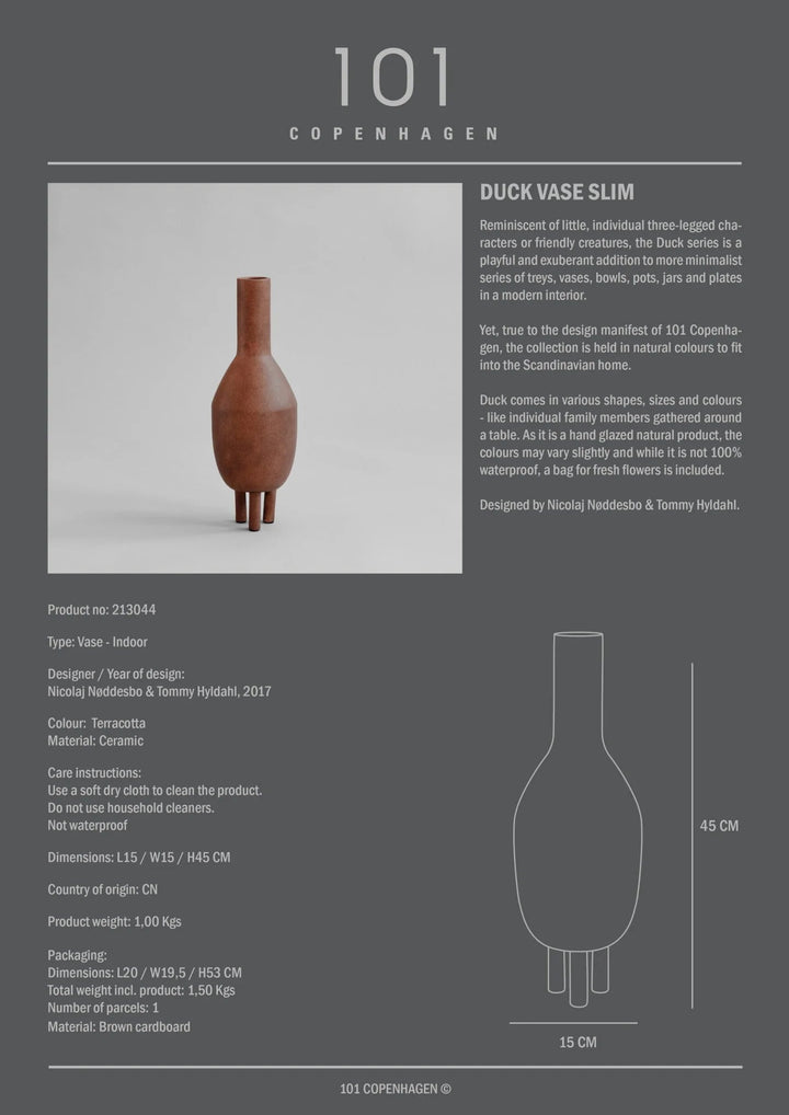 Duck Vase Slim - 101 Copenhagen Vases - Terracotta - HORNE