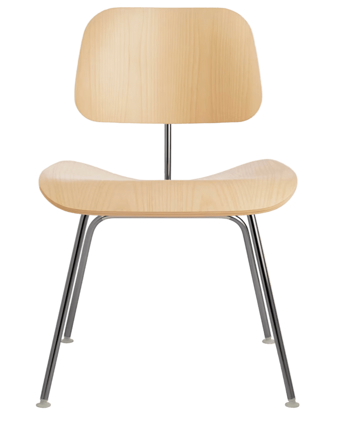 Eames® Molded Plywood Dining Chair - Metal Base - Herman Miller® Chairs - White Ash - Trivalent Chrome - HORNE