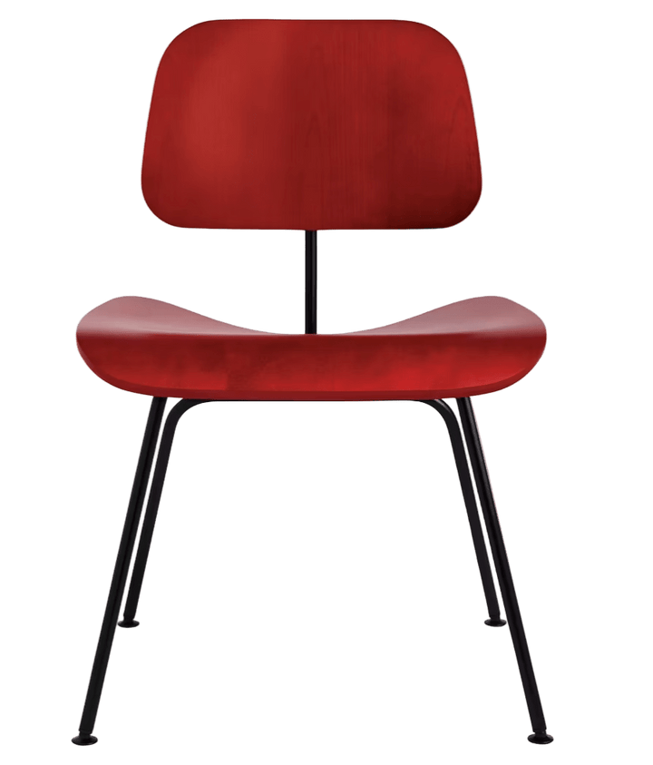Eames® Molded Plywood Dining Chair - Metal Base - Herman Miller® Chairs - Red Stain - Black - HORNE
