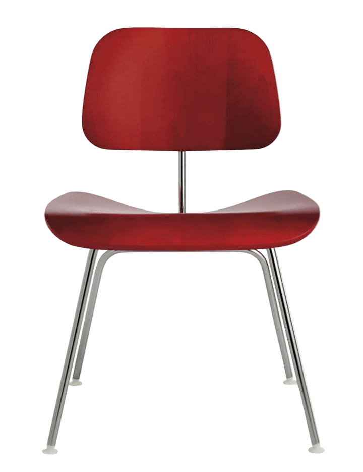 Eames® Molded Plywood Dining Chair - Metal Base - Herman Miller® Chairs - Red Stain - Trivalent Chrome - HORNE