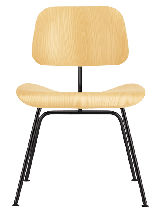 Eames® Molded Plywood Dining Chair - Metal Base - Herman Miller® Chairs - White Ash - Black - HORNE