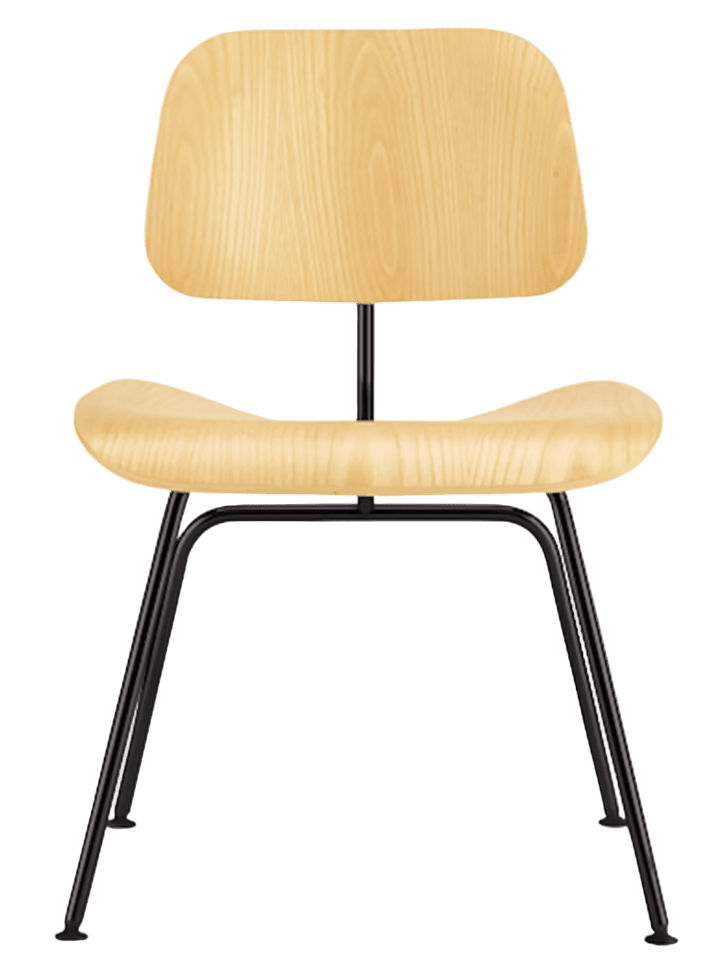 Eames® Molded Plywood Dining Chair - Metal Base - Herman Miller® Chairs - White Ash - Black - HORNE