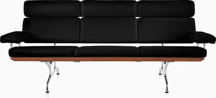 Eames® Sofa - 3 Seater - Herman Miller® - Sofas - Walnut w/ Obsidian Prone Leather - HORNE